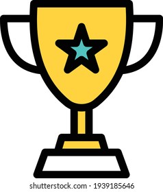 trophy vector colour line icon