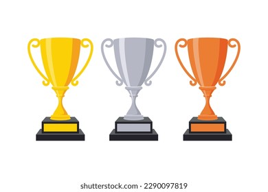 Trophy. Vector gold, silver and bronze winners cup. Vector illustration