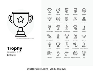 trophy vector icon collection stock illustration