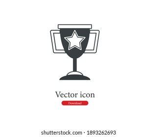 Trophy vector icon.  Editable stroke. Symbol in Line Art Style for Design, Presentation, Website or Apps Elements. Pixel vector graphics - Vector