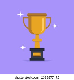 Trophy Vector Icon Illustration. Trophy Icon Concept Orange soft Isolated. Flat Cartoon Style Suitable for Web Landing Page, Banner, Flyer, Sticker, Card, Background