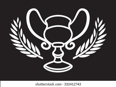 Trophy vector icon with laurel wreath