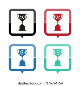 Trophy - vector icon; map pointer;  message bubble