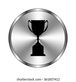 Trophy - vector icon;  metal button