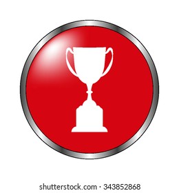 Trophy - vector icon on the  red button