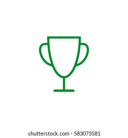 Trophy vector icon on white background. Green icon