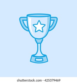 Trophy Vector Icon Simple Blue