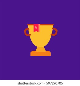Trophy Vector Icon, The symbol of golden award cup. Simple, modern flat vector illustration for mobile app, website or desktop app  