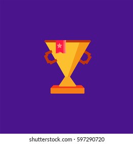 Trophy Vector Icon, The symbol of golden award cup. Simple, modern flat vector illustration for mobile app, website or desktop app  