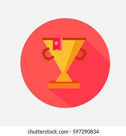 Trophy Vector Icon, The symbol of golden award cup. Simple, modern flat vector illustration for mobile app, website or desktop app  