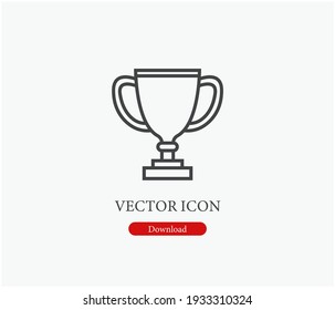 Trophy vector icon. Symbol in Line Art Style for Design, Presentation, Website or Mobile Apps Elements. Trophy symbol illustration. Pixel vector graphics - Vector.