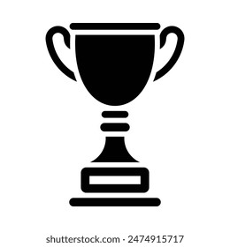 Trophy vector icon. Winner cup sign. Black silhouette. First place symbol. Achievement and Success in Competitive Events.