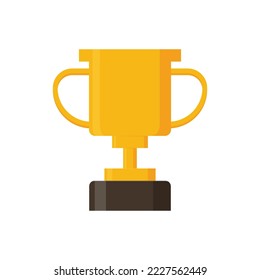 Winner’s trophy vector. Illustration of Golden Trophy or cup, sports award, champion in flat style