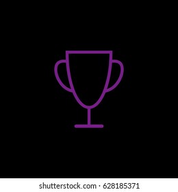 Trophy vector illustration Icon, Winning concept wih a trophy sylhouette. Fiolet icon on black background