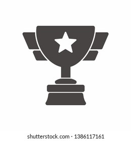 Trophy vector illustration with simple black silhouette design. Winner icon 