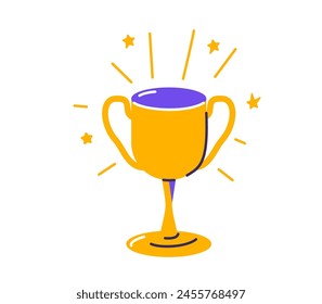 Trophy vector illustration. Winner cup isolated on white background.