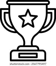 Trophy Vector Lineal Icon On White Background.