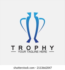 Trophy-Vektorlogo-Symbol.Champions Trophäe-Logo-Symbol für die Vorlage des Siegerpreises
