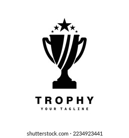 Trophy vector logo icon.champions trophy logo icon for winner award logo template