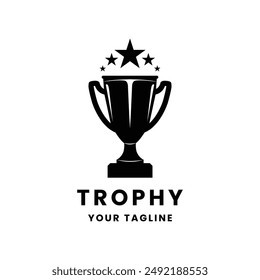 Trophy vector logo icon.champions trophy logo icon for winner award logo template