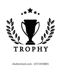 Trophy vector logo icon.champions trophy logo icon for winner award logo template