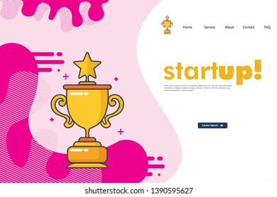 Trophy Vector Logo Template. Cartoon Style can use for landing page, template, ui, web, mobile app, poster, banner, flyer, stickers. EPS 10