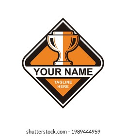 trophy vector mascot logo design with modern illustration concept style for badge, emblem and tshirt printing. trophy badge illustration for sport team.