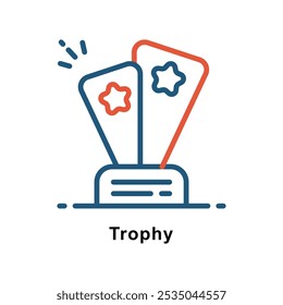 Icono de diseño de dos colores de contorno de Vector de trofeo. Premios Símbolo sobre fondo blanco EPS 10 Archivo