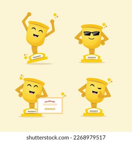 Trophy vector set. Trophy characters that defines different expression.
