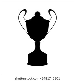 Trophy vector silhouette isolated on white background. Trophy icon illustration design.