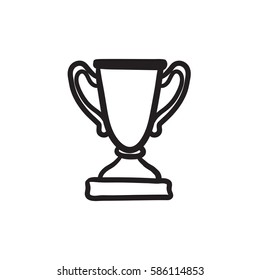 Trophy Vector Sketch Icon Isolated On Background. Hand Drawn Trophy Icon. Trophy Sketch Icon For Infographic, Website Or App.