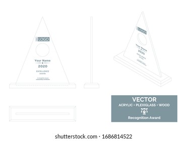 Trophy Vector Template, Business trophy Distinction Award, Corporate Recognition trophy Award