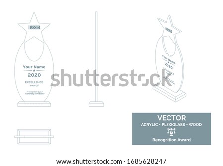 Trophy Vector Template, Business trophy Distinction Award, Corporate Recognition trophy Award