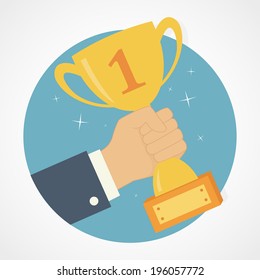 Trophy. Vector victory concept.