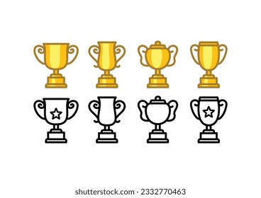 Trophy victory icon vector of competition reward clipart, winner achievement Golden medal symbol. isolated on white background.