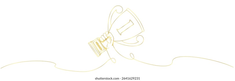 trophy victory line art vector in a competition