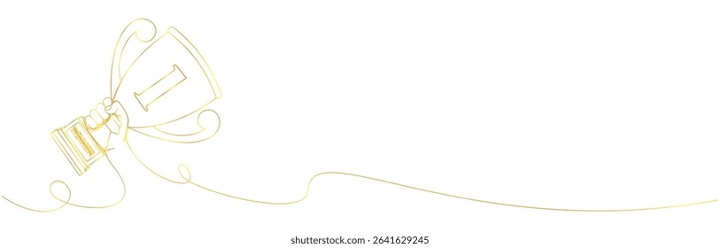 trophy victory line art vector in a competition