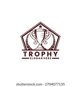 Trophy vintage logo design vector template. Champion trophy logo design vector