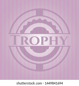 Trophy vintage pink emblem. Vector Illustration. Detailed.