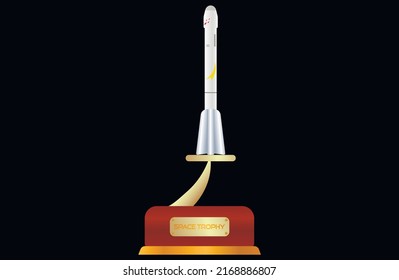 trophy with a white rocket and the inscription at the bottom "space trophy"