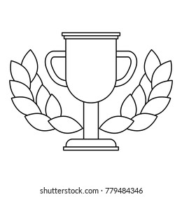trophy winner award with laurel decoration
