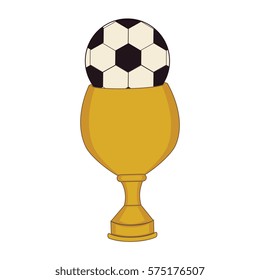trophy winner with balloon soccer isolated icon