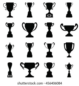 Trophy winner cup icons set illustration