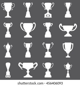 Trophy winner cup icons set illustration