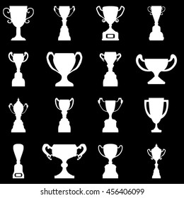 Trophy winner cup icons set illustration