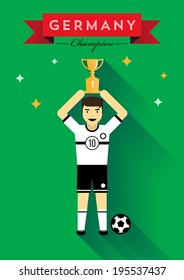 Trophy Winner German Football Player Flat Design