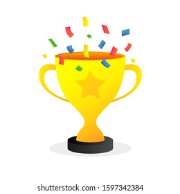 Trophy winner golden cup vector icon