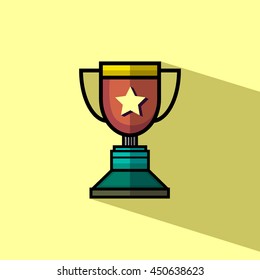 Trophy winner icon flat design with long shadow. Vector illustration.