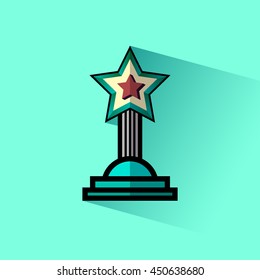 Trophy winner icon flat design with long shadow. Vector illustration.