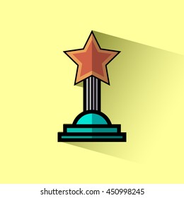 Trophy winner icon flat design with long shadow. Vector illustration.